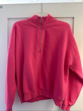 J. Crew Bright Pink Half-Zip Turtleneck Sweater